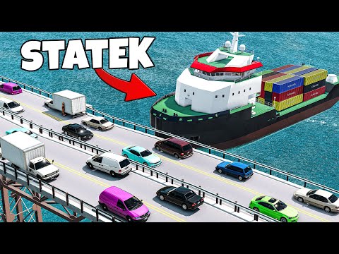 ❄️ BRIDGE FULL OF CARS VS HUGE SHIP?! | BeamNG Drive |
