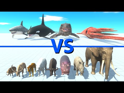 NEW AQUATICS Team vs MODERN MAMMALS Team - Animal Revolt Battle Simulator