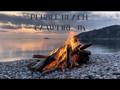 4k Campfire on the beach at sunset