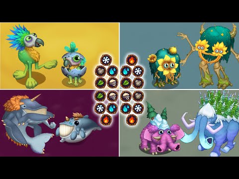 All Quint Element Monsters - All Islands, Sounds & Animations | My Singing Monsters