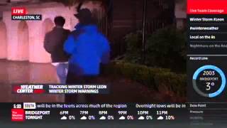 1 28 2014    Jim Cantore's Kick During Live TV The Weather Channel