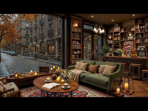 Rainy Autumn Street Café Lounge ☕ Smooth Jazz Piano & Cozy Coffee Shop Ambience for Study, Work