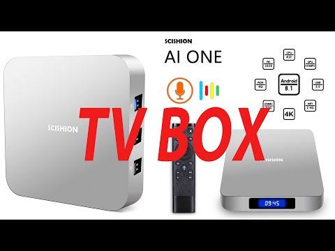 SCISHION AI ONE Android TV Box with Voice Remote Control Android 8.1  4GB+32GB
