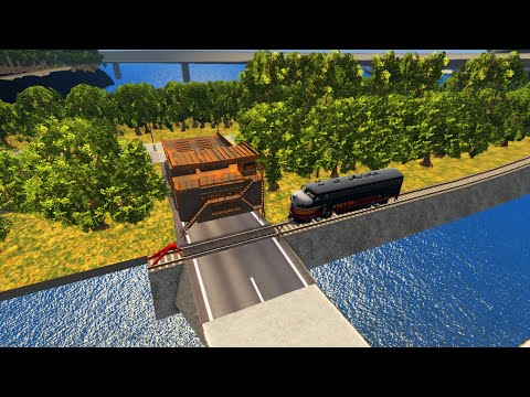 Belaz vs Train in BeamNG.drive (With Huge Cars)