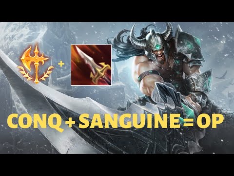 ABUSE THIS UNTIL IT'S NERFED! CONQUEROR + SANGUINE BLADE TRYNDAMERE TOP - League of Legends