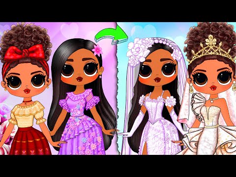 Encanto Isabela, Mirabel, Dolores, Luisa en Vestidos de Novia - Manualidades y Muñecas de Papel DIY