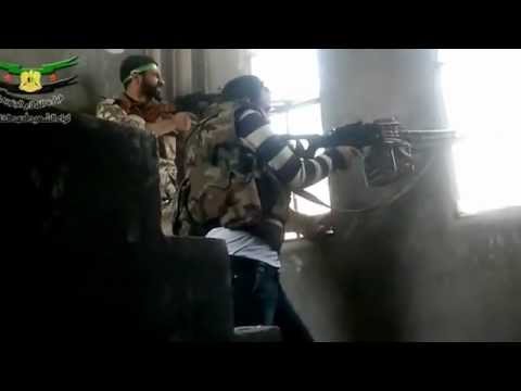 استهداف تحركات قوات النظام في كتيبة التسليح بواسطة رشاش بي كي سي من قبل الملازم أول شريف الكايد قائد لواء الشهيد أحمد الخلف