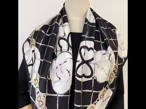 Printed Mulberry Silk Square Scarf 35 inch 12 momme