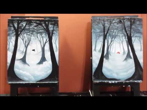 Into The Woods (Red & Wolf) Painting