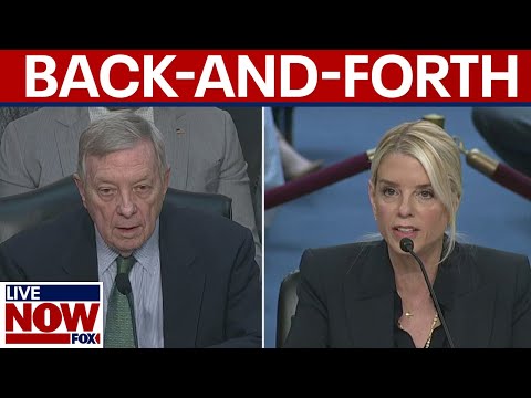Video | WATCH: Bondi and Durbin back-and-forth over alleged Epstein client list | LiveNOW from FOX