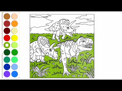 Mewarnai Dinosaurus, Tyrannosaurus rex, Triceratops, Coloring Pages, Dinosaurus Kartun