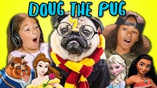 KIDS REACT TO DOG REENACTS DISNEY, POKEMON, HARRY POTTER & MORE!  (Doug the Pug)