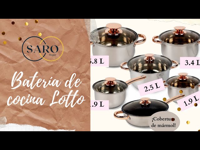 Vídeo relacionado con ROYALTY LINE, Juego de 12 piezas, batería de cocina de acero inoxidable, incluye sartén y cacerolas con tapa de vidrio, compatible con todas las fuentes de calor, 24 cm, Plata