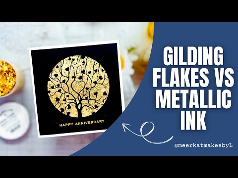 Gilding Flakes vs Metallic Ink - Which looks BEST for Card Making? #cardmaking #stencils #cards