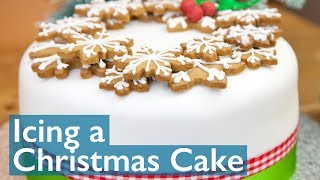 How to Ice a Christmas Cake - super smoooooth! #christmascake #christmas