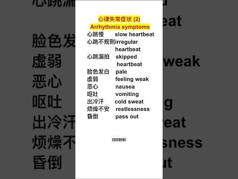 医疗保健术语 Healthcare Terms (15) 心律失常症状 Arrhythmia symptoms (2)