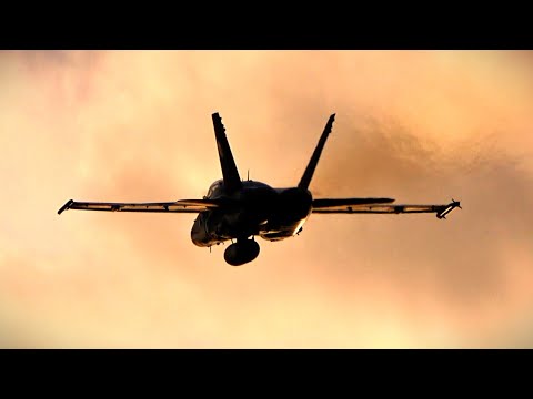 Swiss F/A-18 Hornet Sunrise Takeoff with Full Afterburner and Lots of Vapor (Short Version) [4K]