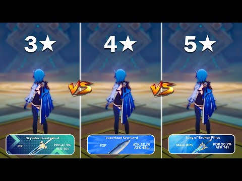 Eula Weapon Comparison: 3 STAR vs 4 STAR vs 5 STAR! How Much is the Difference? [ Genshin Impact ]