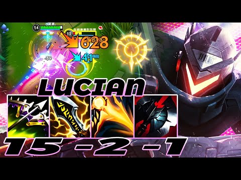WILD RIFT LUCIAN ADC GAMEPLAY | 15 -2 -1 MVP | LUCIAN BUILD RUNES