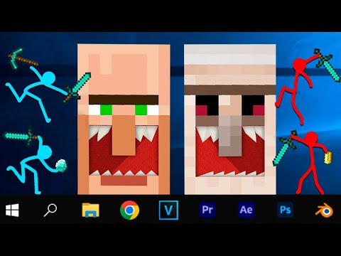 Stickman vs Minecraft Animation VILLAGER and GOLEM SCARY MOUTH Animation vs Minecraft Cartoon