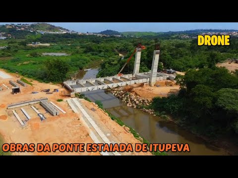 Drone mostra as obras da Ponte Estaiada de Itupeva - São Paulo