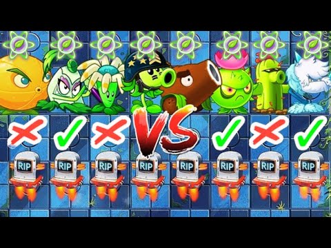 All Plants Power up Vs 99 Gravestones - Plants Vs Zombies 2