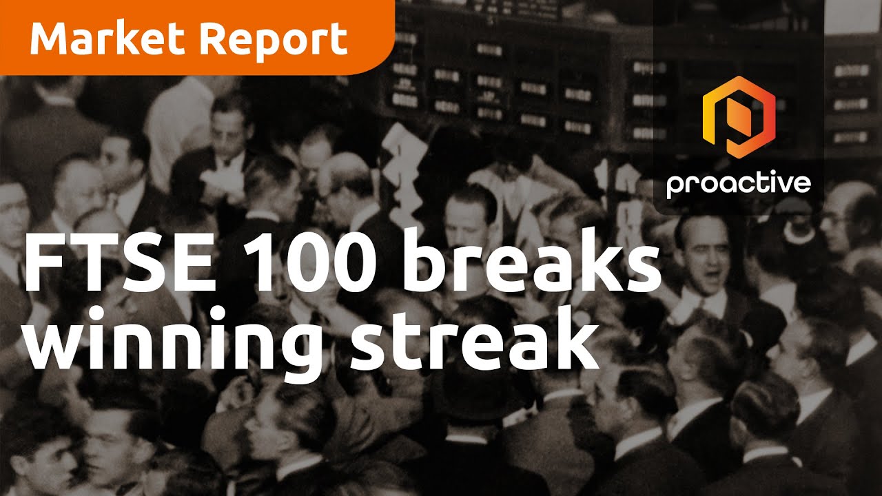 FTSE 100 breaks winning streak; housing stocks under pressure - Market Report