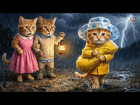 Ginger Kitten Found Something STRANGE in the Storm ⛈️ — Mama and Papa Cat Freeze When They Realize…