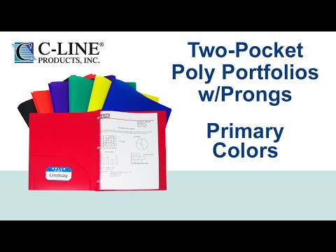 Two-Pocket Poly Folder with Prongs, Assorted Primary Colors - C-Line Products - 33960
