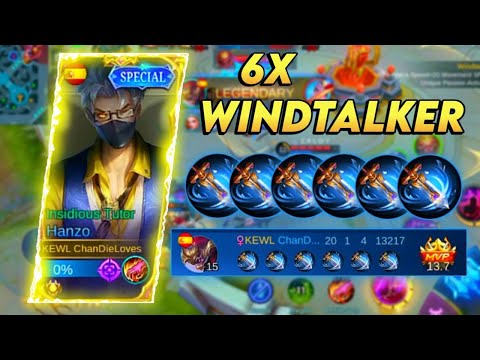 HANZO 6X WINDTALKER BUILD | SPEED HACK | MLBB