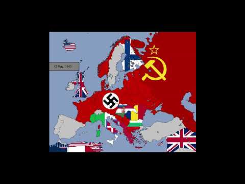 World War II in Europe with Flags