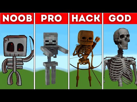 Pixel Art (NOOB vs PRO vs HACKER vs GOD) Skeleton in Minecraft Фото 2