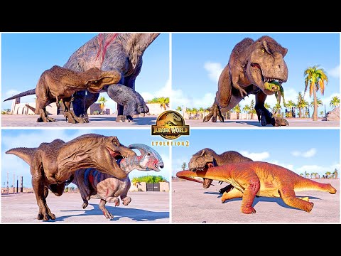 Dominion Feathered T-REX VS All Herbivore Dinosaurs Hunting Animations 🦖 Jurassic World Evolution 2