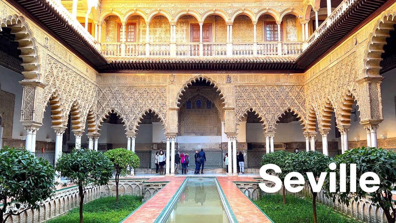 [4K]🇪🇸Seville, Spain:  Walking Tour of Real Alcázar de Sevilla🕌🏰 Breakfast at Filo🥐🥪🍊☕ Feb. 2022