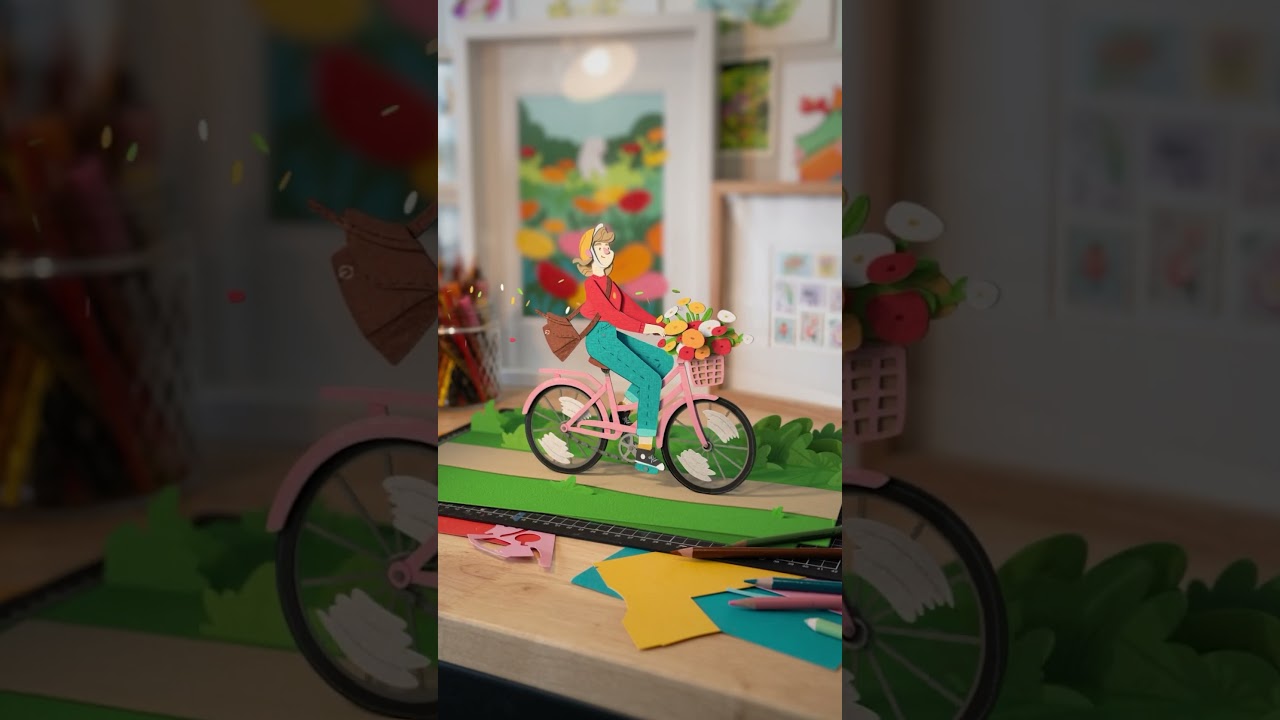 A lovely day for a ride 🚲🌳🌳Paper cut animation / stop motion