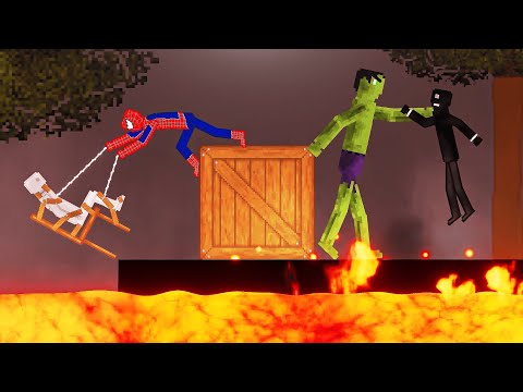 Spider-Man and Hulk Saves People From Lava in People Playground