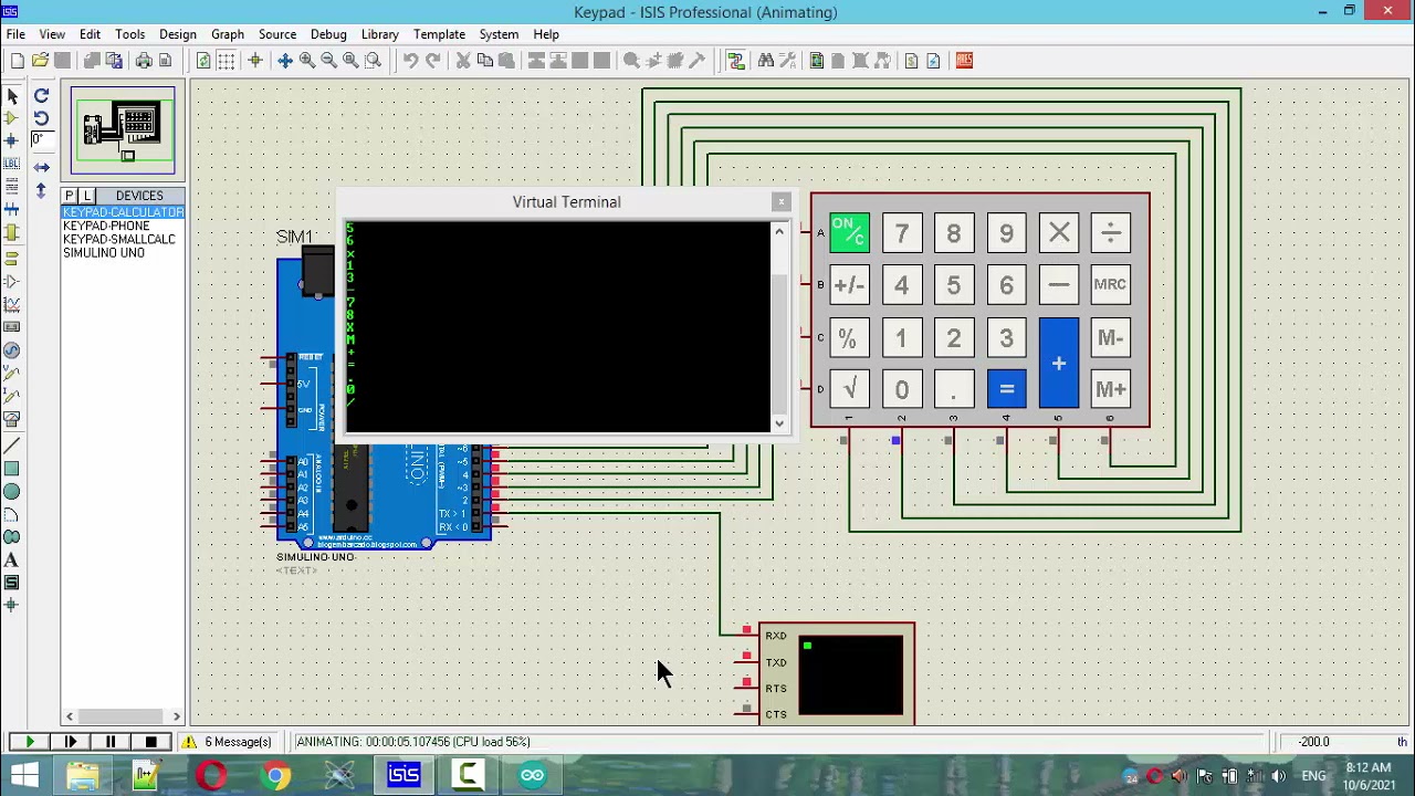Arduino Keypad 6x4 Simulate in Proteus
