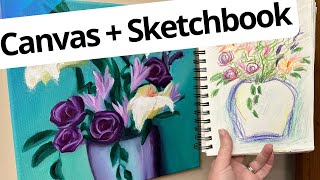 🎨 My Inspiration This Week | Acrylic Canvas Painting + Neocolor II Sketches