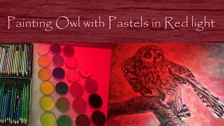 Red light effect when painting Owl with pastels