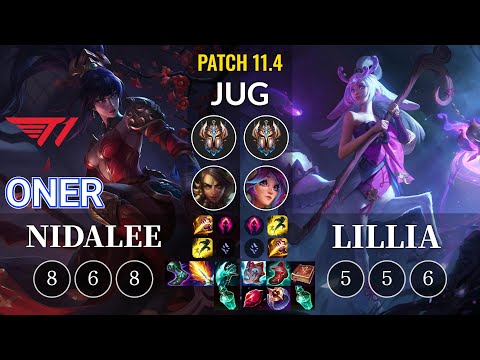 T1 Oner Nidalee vs Lillia Jungle - KR Patch 11.4