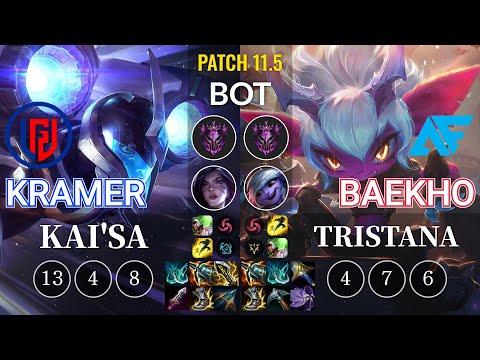 LGD Kramer Kai'Sa vs AF.A BaeKHo Tristana Bot - KR Patch 11.5