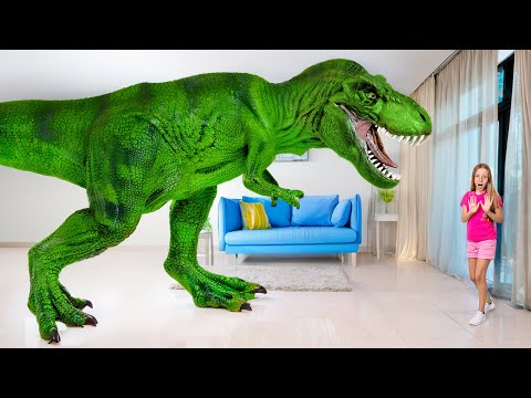 Dinosaur Stories for Kids | Nastya's Toys Become Alive at the School