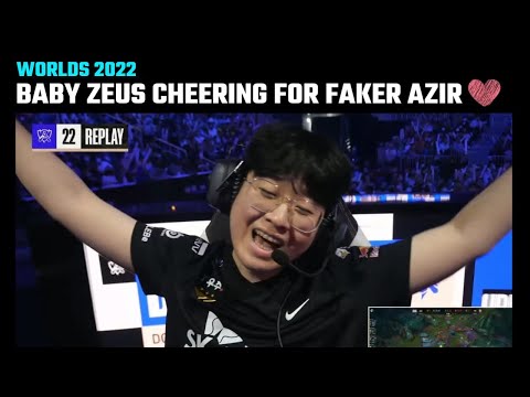 Baby Zeus cheering for Faker Azir | T1 vs JDG | Worlds 2022 Semifinals