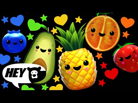 Hey Bear Sensory - Colours and Counting - New Video! - Dancing Fruit And Veggies!