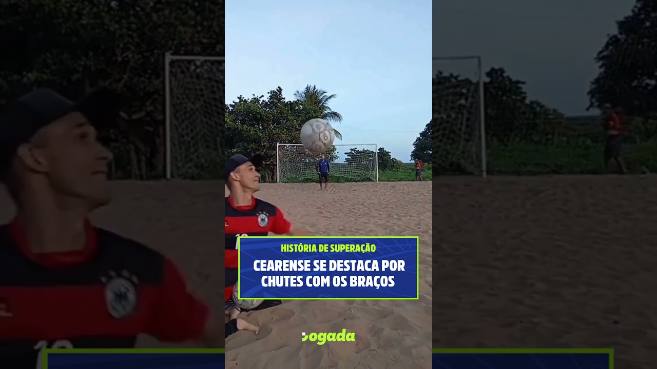 Imagem da notícia Polinésia Alemã: jogador que finaliza com os braços ganha destaque no futebol de várzea cearense