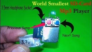 How to Make Smallest SD card Mp3 Player  DIY Mp3 P