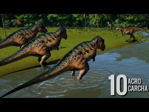 Jurassic World Evolution - 10 Acrocanthosaurus vs 10 Carcharodontosaurus (1080p 60FPS)