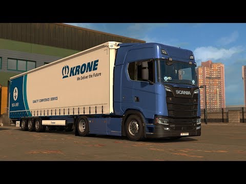 ETS 2 1.32 - SCANIA S520 V8 Low Deck + Krone Megaliner - Trip: Mannheim - Paris