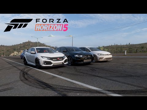 RACHA NA RODOVIA - GOLF R VS LANCER VS CIVIC TYPE R - FORZA HORIZON 5