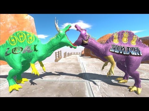 LOKI SPINOSAURUS MOUNTAIN DEATH FALL - Animal Revolt Battle Simulator